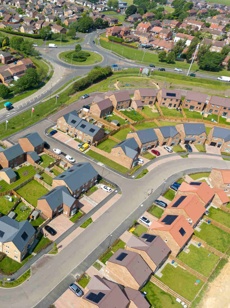 Aerial photo of a housing estate in Sunderland